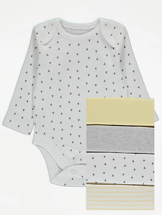 White Triangle Long Sleeve Bodysuits